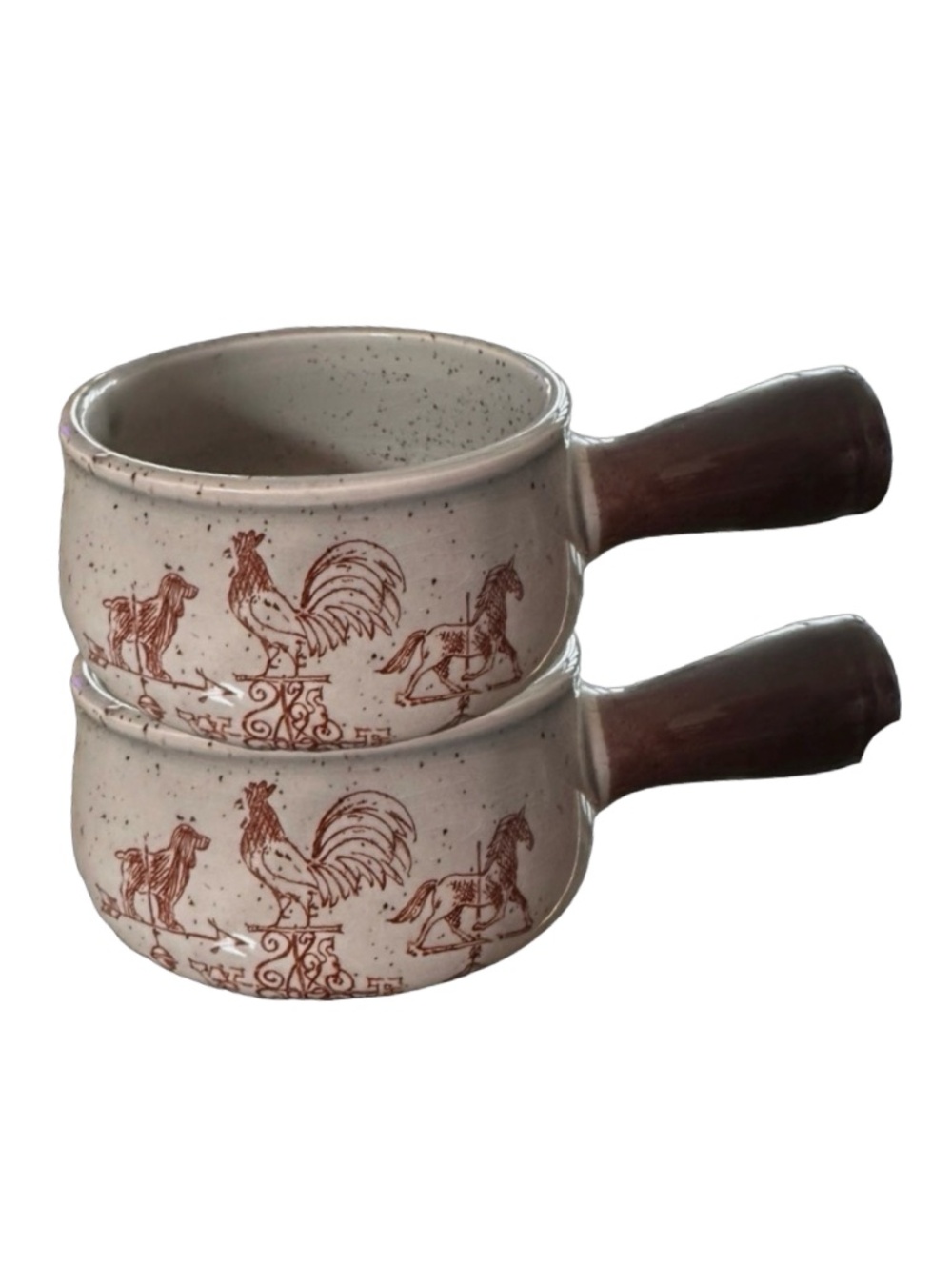ENESCO 1981 Fair Winds Oven-proof Soup Bowl (set of 2) w/Handle Rooster Design